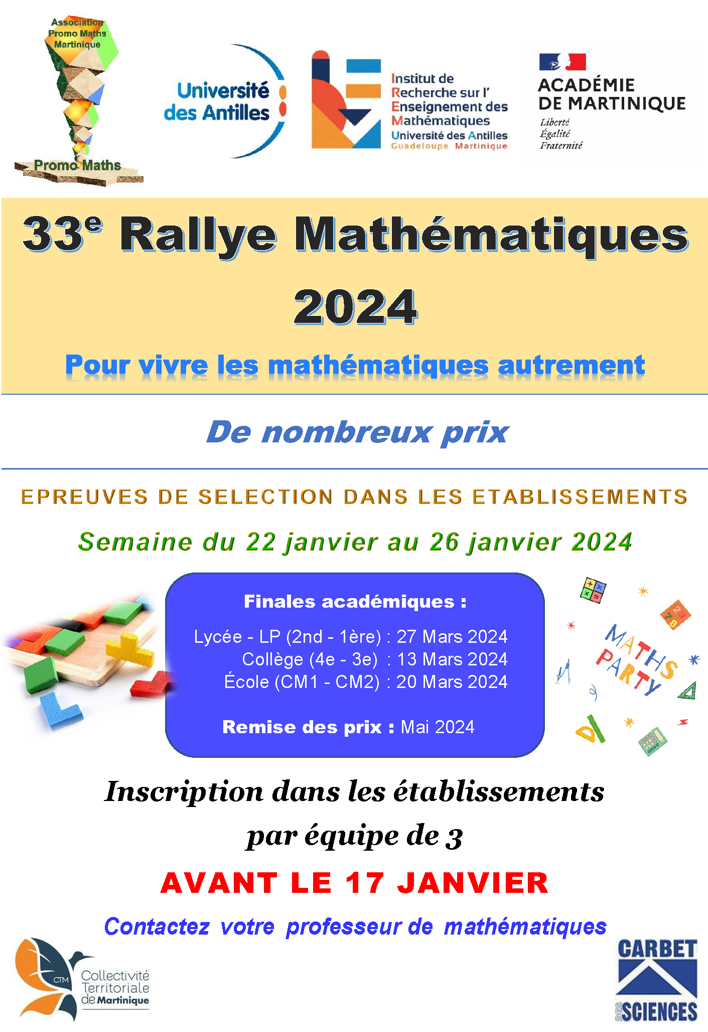 Affiche 33eme Rallye Mathématiques Martinique